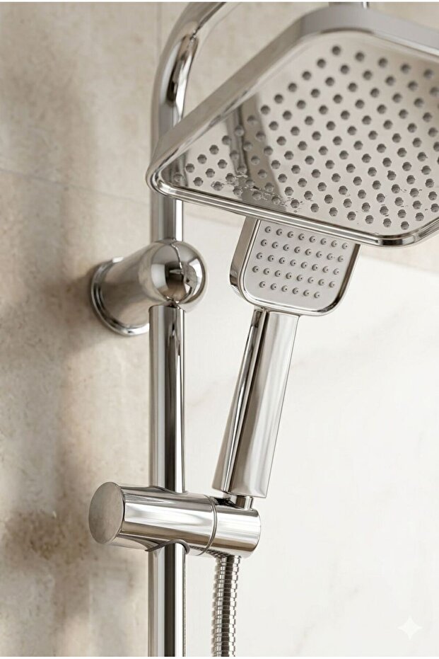 Antique Square Premium Shower Set - Rustic Brass