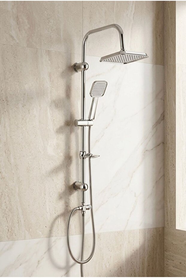 Antique Square Premium Shower Set - Rustic Brass